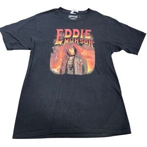 Netflix Stranger Things Eddie Munson Black Graphic T-Shirt Small 14989